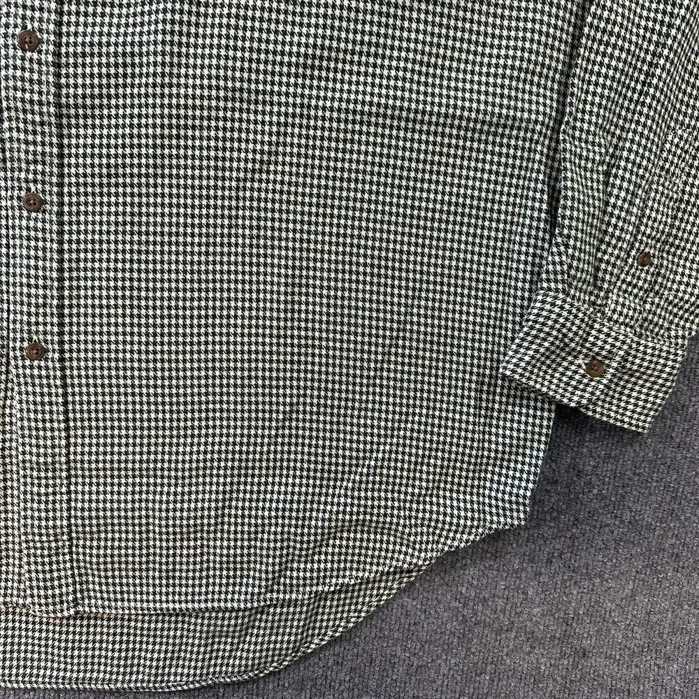 Vtg J. Crew Oarsman Men's Cottage Cotton Twill Houndstooth Button Down Shirt XL